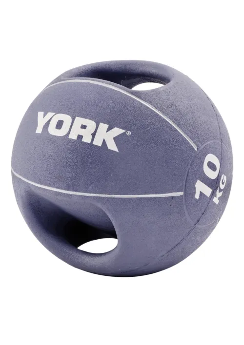 Мяч медбол 10кг York Fitness с двумя ручками фиолетовый